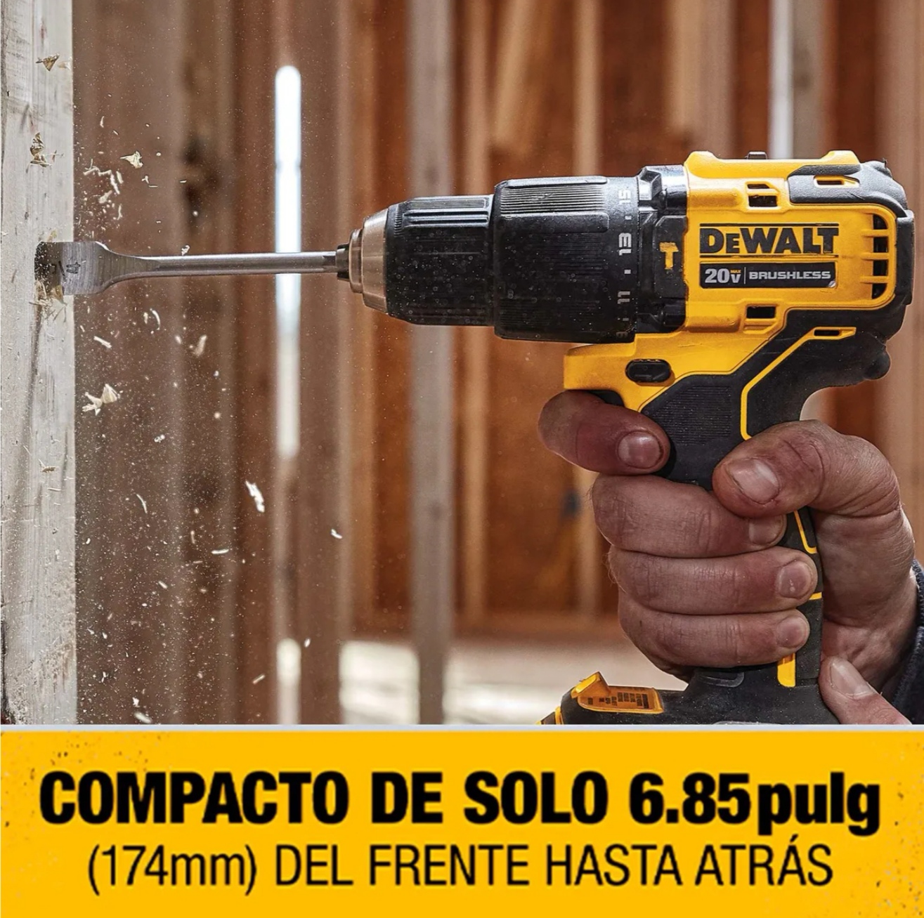TALADRO PERCUTOR INA DEWALT ATOMIC 13MM 20V + 2 BAT + CARGADOR DCD709D2 - 3