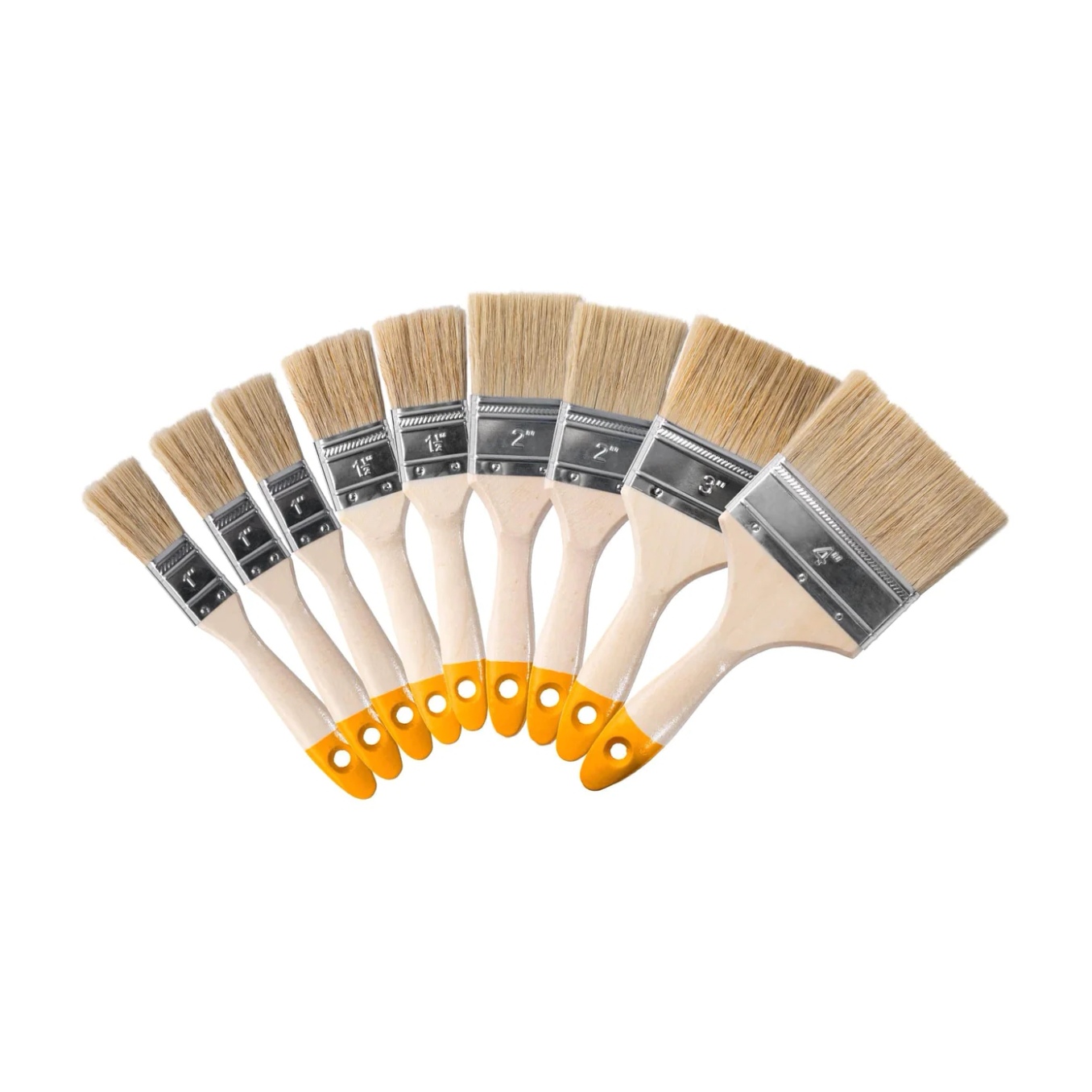 SET HERRAMIENTAS INGCO BROCHAS 9 PIEZAS SINTETICAS MADERA 1-4 PULGADAS - 2