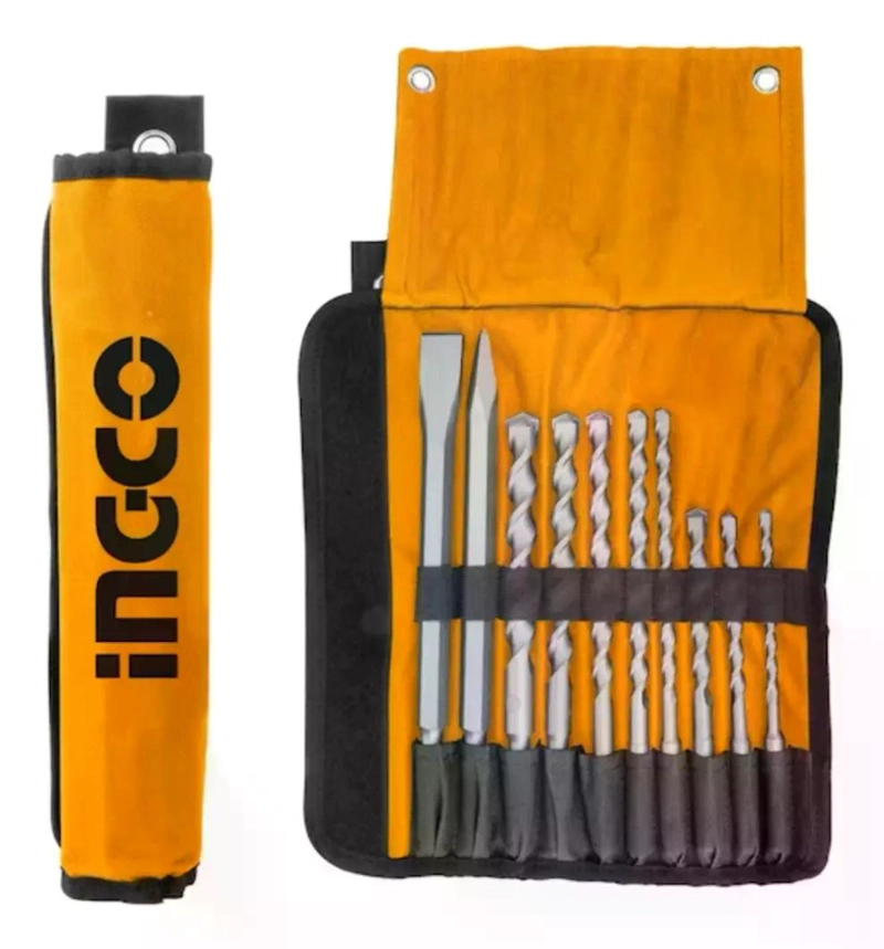SET HERRAMIENTAS INGCO BROCAS 10 PIEZAS CINCELES SDS PLUS INDUSTRIAL - 1