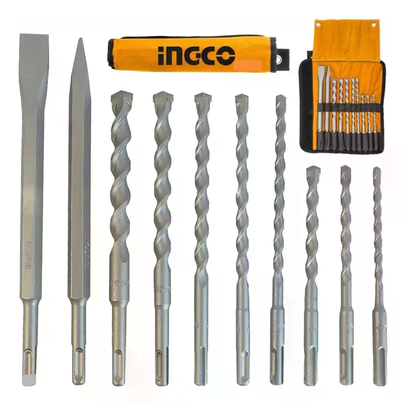 SET HERRAMIENTAS INGCO BROCAS 10 PIEZAS CINCELES SDS PLUS INDUSTRIAL - 2