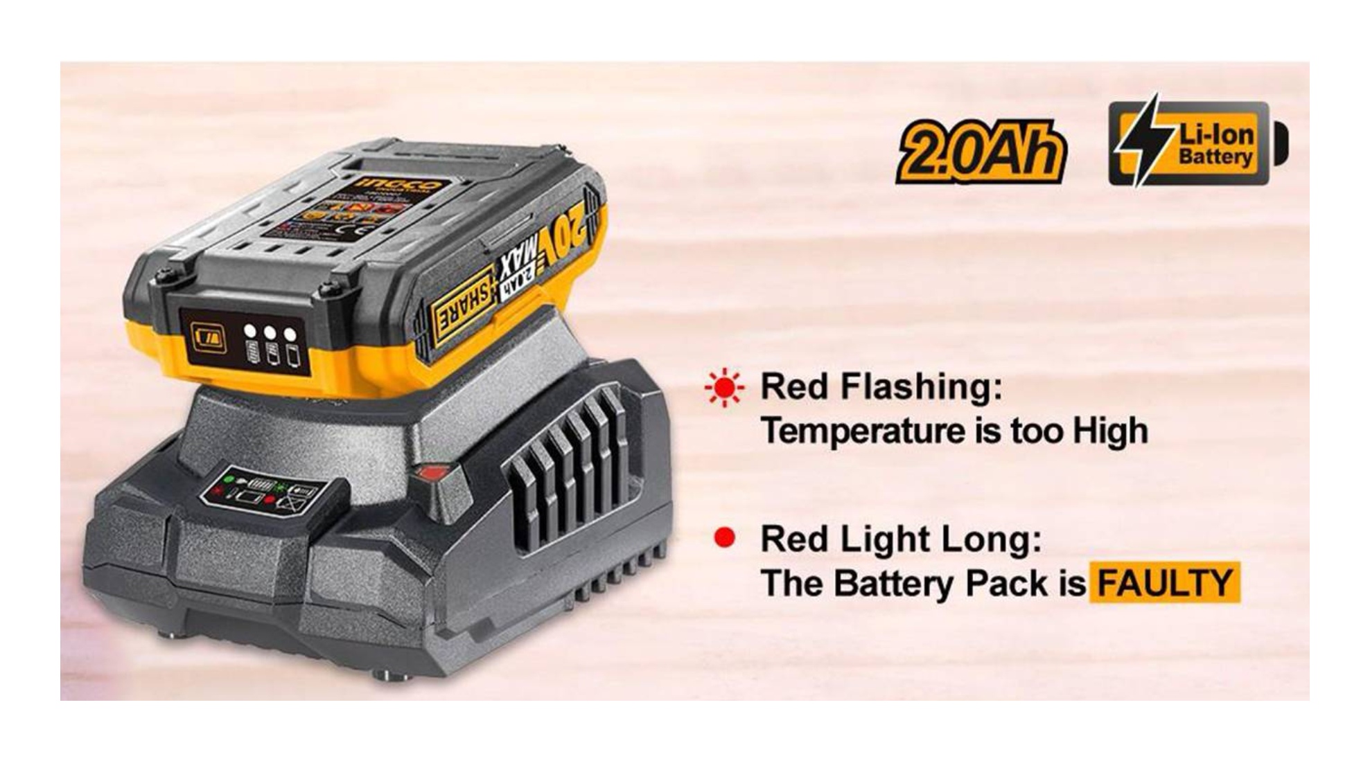 CARGADOR INGCO DE BATERÍAS 20V INDUSTRIAL FCLI2001-7 - 3