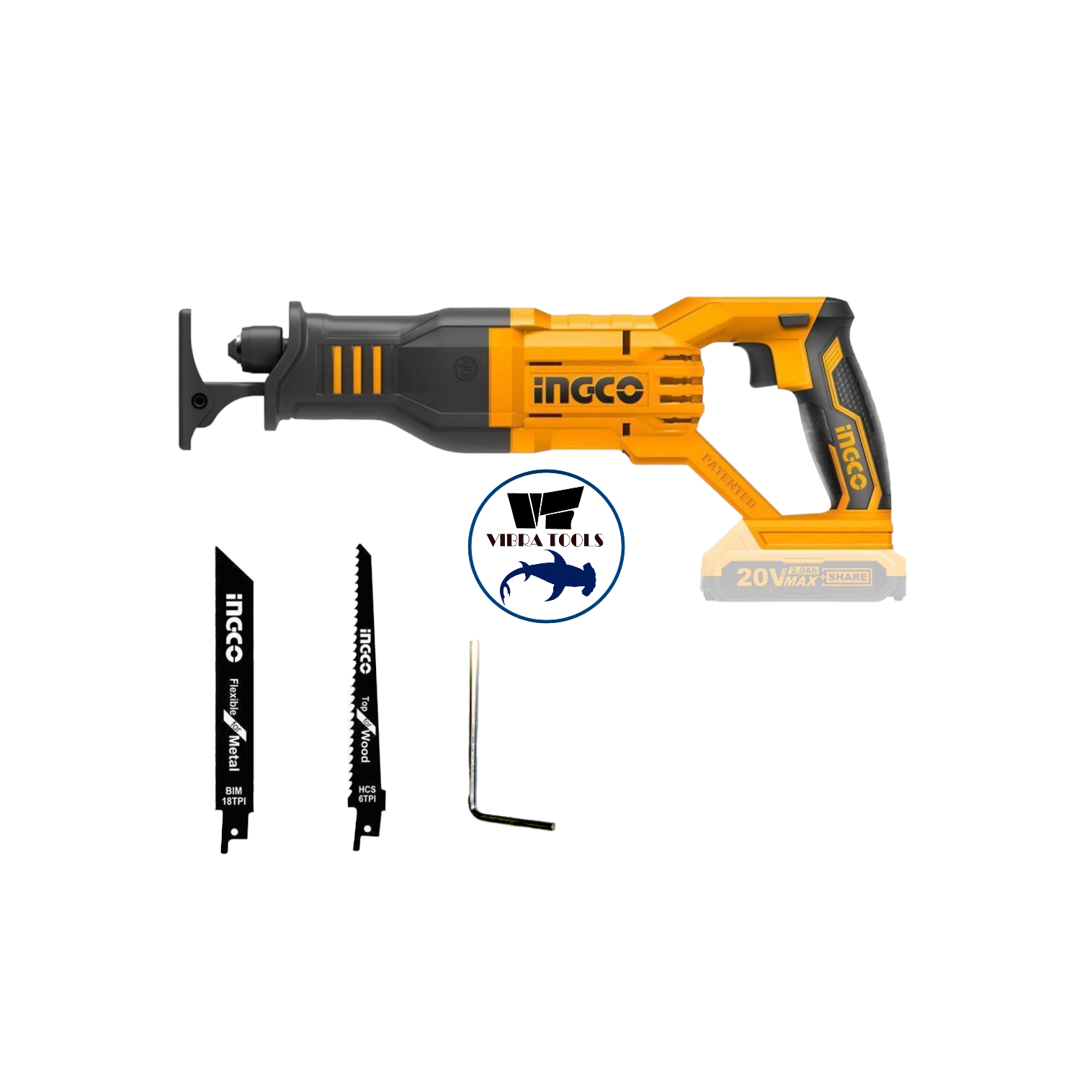 SIERRA INGCO SABLE INALÁMBRICA 20 V + CRSLI1151 ACERO - 1