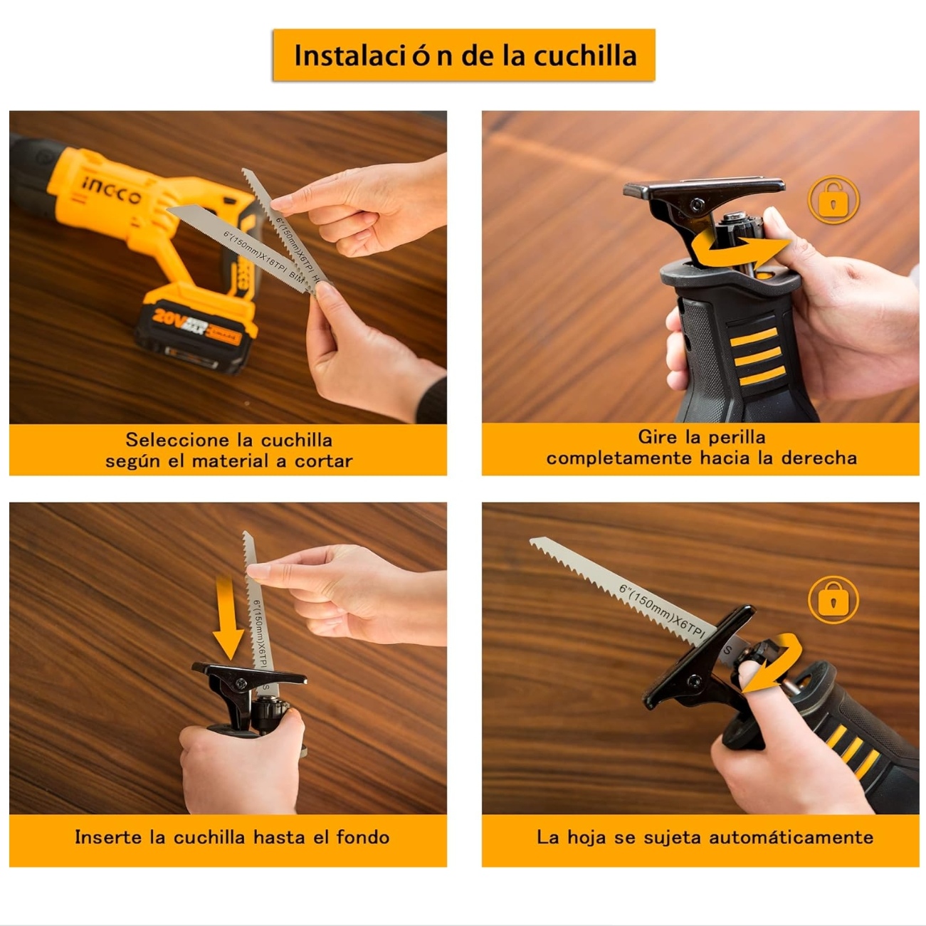 SIERRA INGCO SABLE INALÁMBRICA 20 V + CRSLI1151 ACERO - 5
