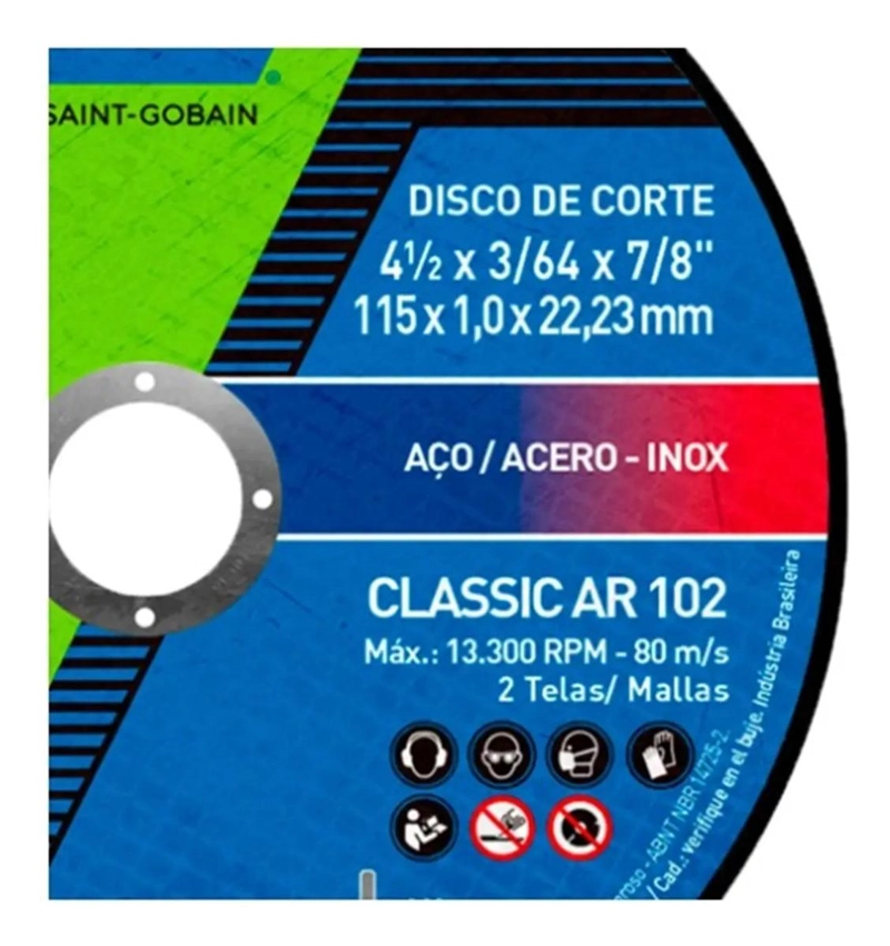 DISCO DE CORTO FINO NORTON 4-1/2 CLASSIC AR 102 ACERO - INOX AZUL OSCURO - 4