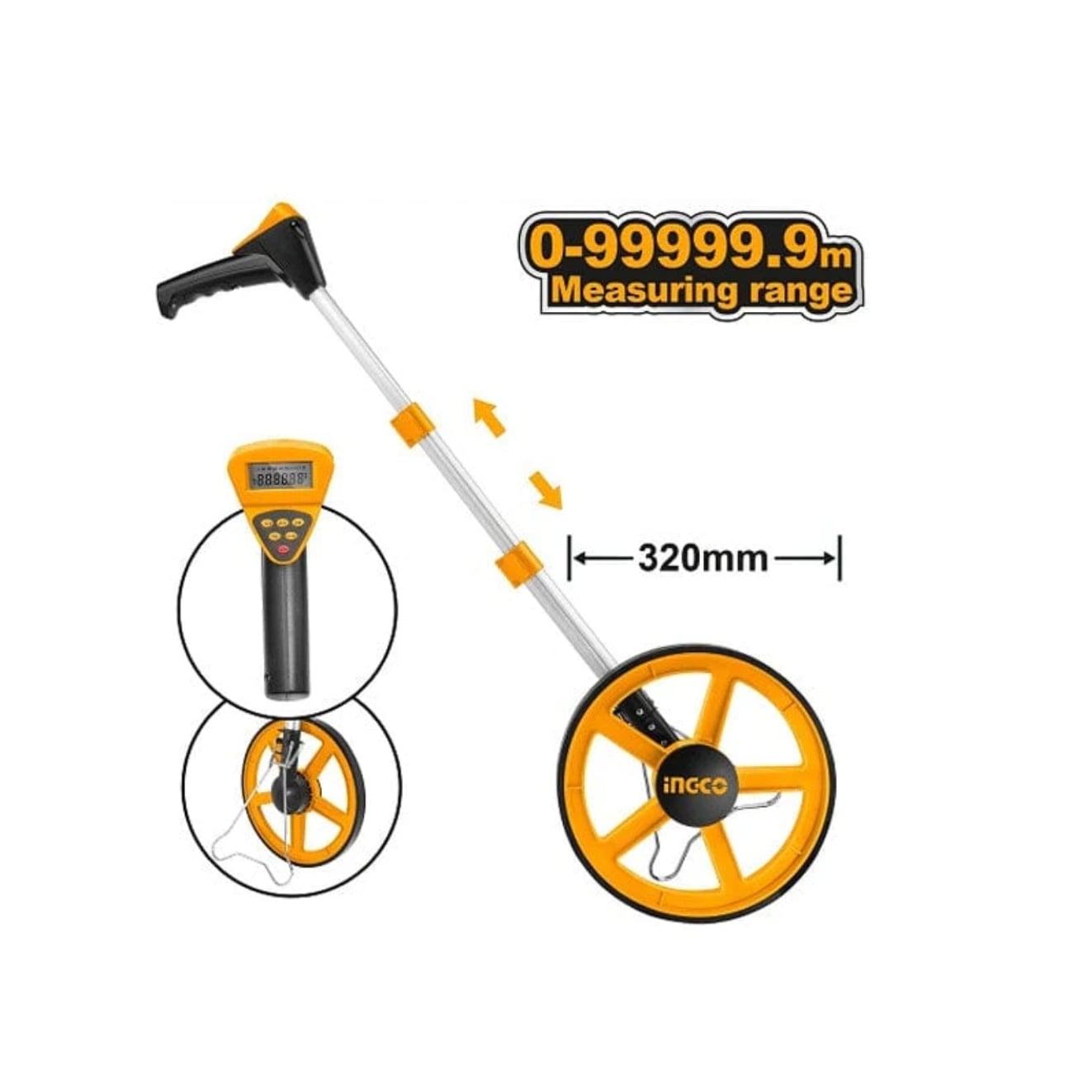 ODÓMETRO INGCO DIGITAL RUEDA MEDICIÓN 32 CM + BOLSO HDMW23 - 5