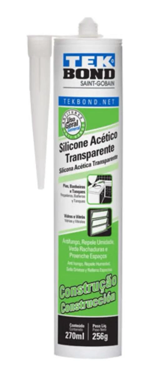 SILICONA ACETICA CONSTRU TEKBOND 270 ML INCOLORO TRANSPARENT - 5