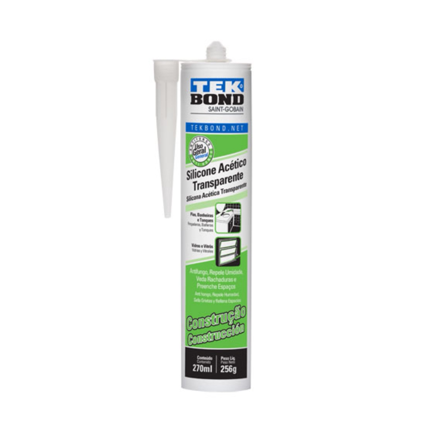 SILICONA ACETICA CONSTRU TEKBOND 270 ML INCOLORO TRANSPARENT - 5
