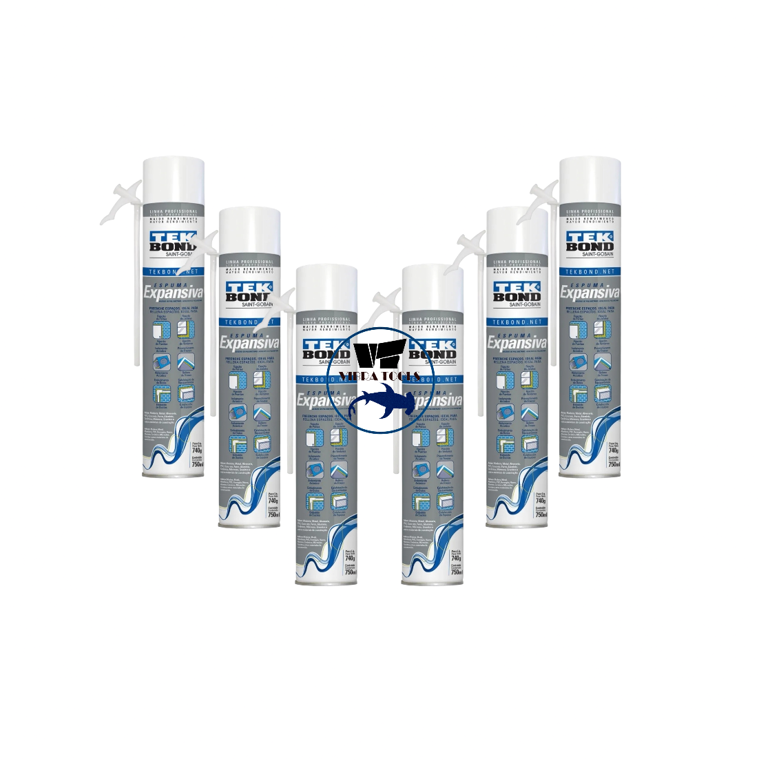PACK 6 ESPUMA EXPANSIVA PU TEKBOND 740 G / 750 ML USO PROFES - 1