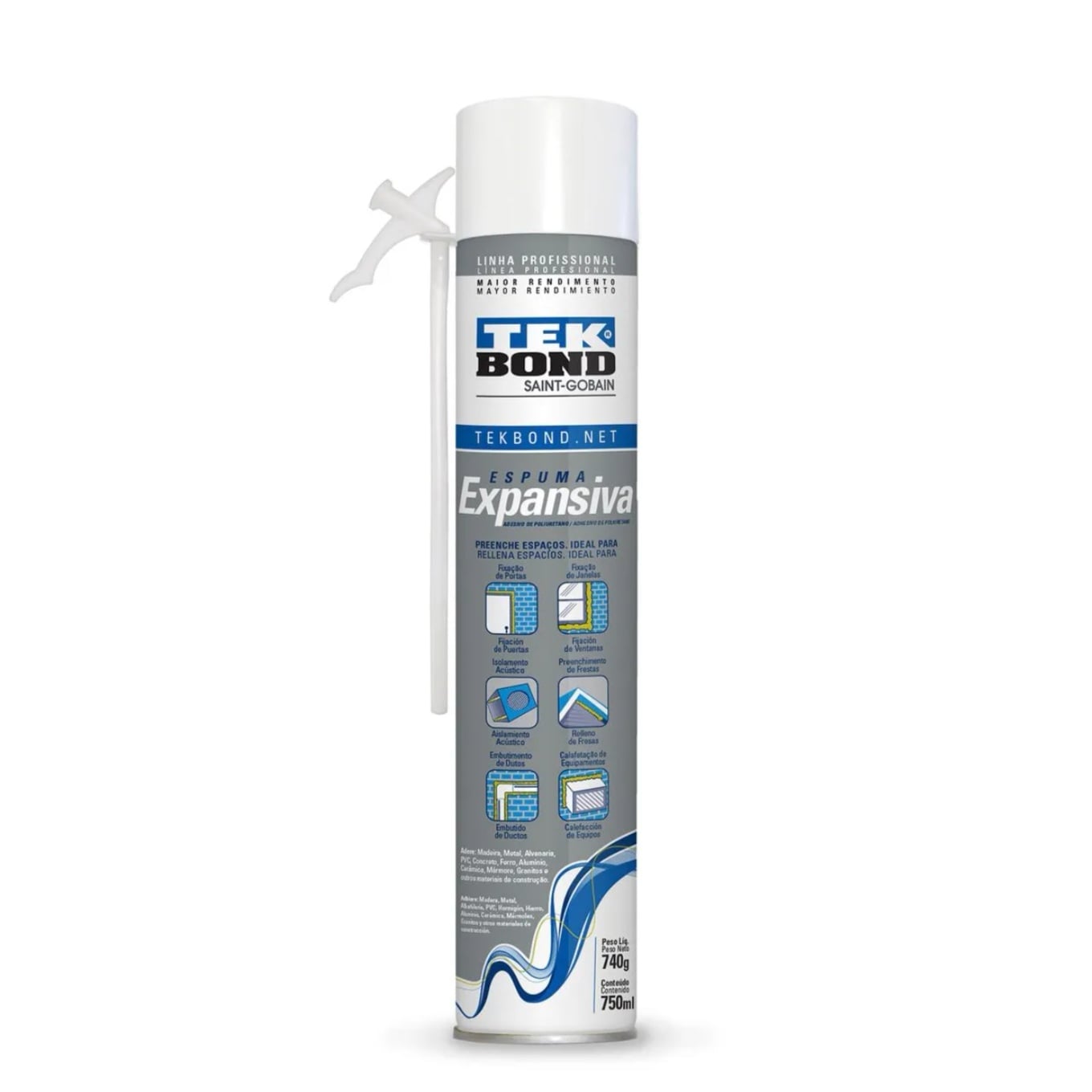 PACK 6 ESPUMA EXPANSIVA PU TEKBOND 740 G / 750 ML USO PROFES - 2