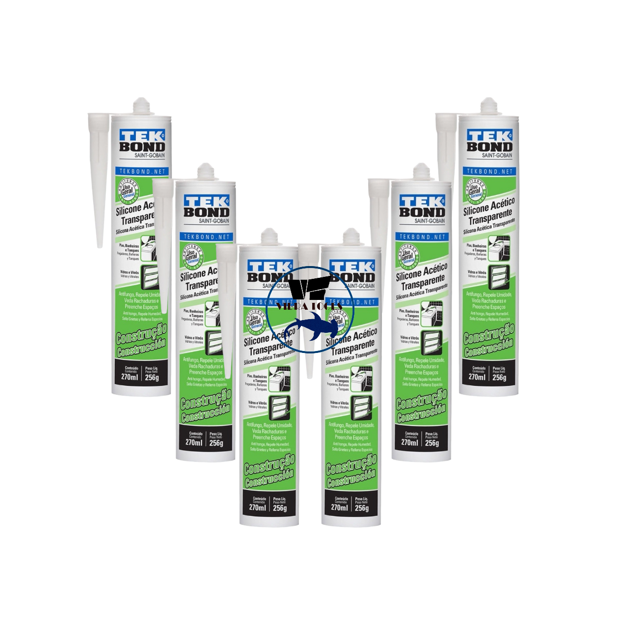 PACK 6 SILICONA ACETICA CONSTR TEKBOND 270 ML INCOLORO TRANS - 1