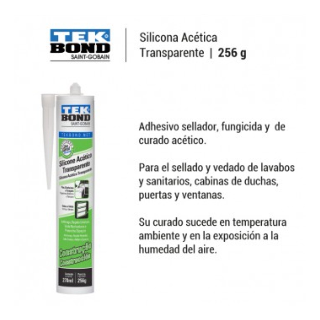 PACK 6 SILICONA ACETICA CONSTR TEKBOND 270 ML INCOLORO TRANS - 4