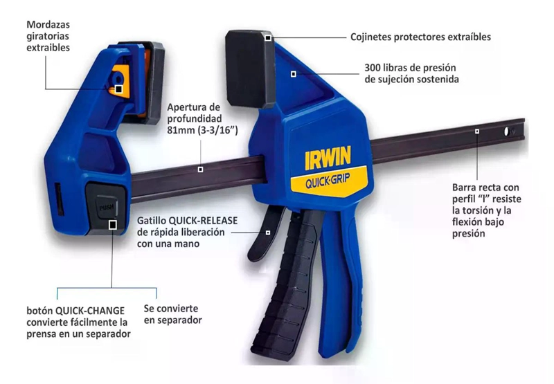 PRENSA IRWIN RAPIDA BARRA QUICK-GRIP RESINA 60 CM 1964720 - 6