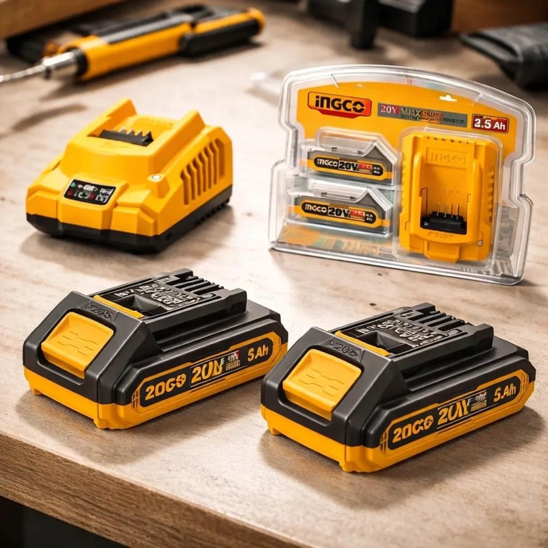 SET DE 2 BATERIAS INGCO 2 AH + CARGADOR NORMAL 20V FBCPK1222 - 1