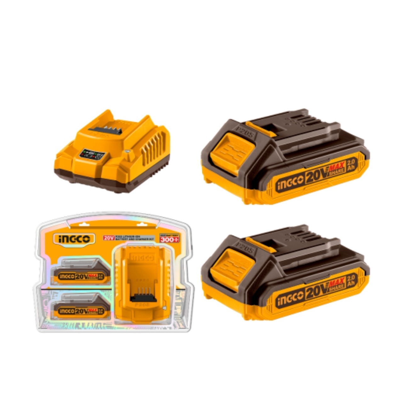 SET DE 2 BATERIAS 2 AH + CARGADOR NORMAL 20V INGCO FBCPK1222 - 1