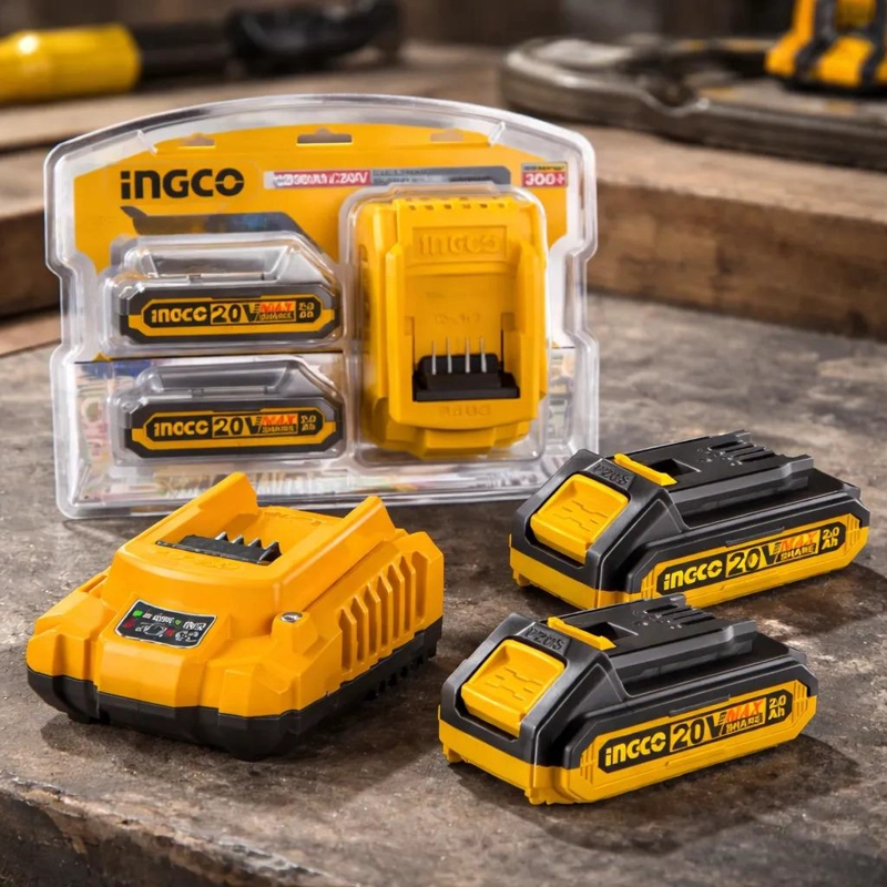 SET DE 2 BATERIAS INGCO 2 AH + CARGADOR NORMAL 20V FBCPK1222 - 2