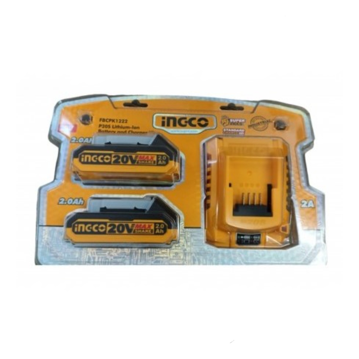 SET DE 2 BATERIAS 2 AH + CARGADOR NORMAL 20V INGCO FBCPK1222 - 2