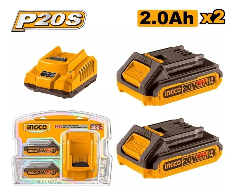 SET DE 2 BATERIAS INGCO 2 AH + CARGADOR NORMAL 20V FBCPK1222 - 4