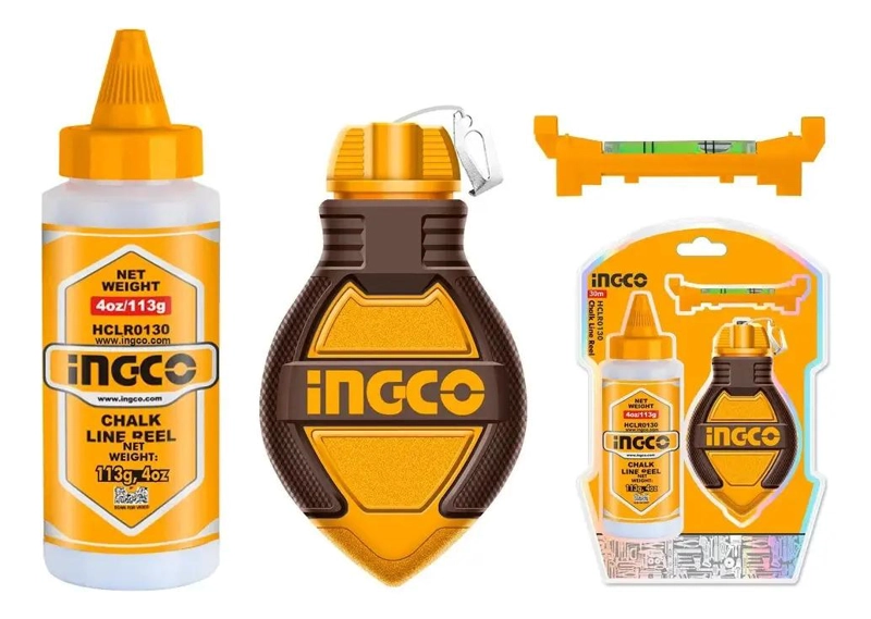 SET HERRAMIENTAS INGCO TIZADOR 30M TIZA 113G NIVEL HCLR0130 - 1