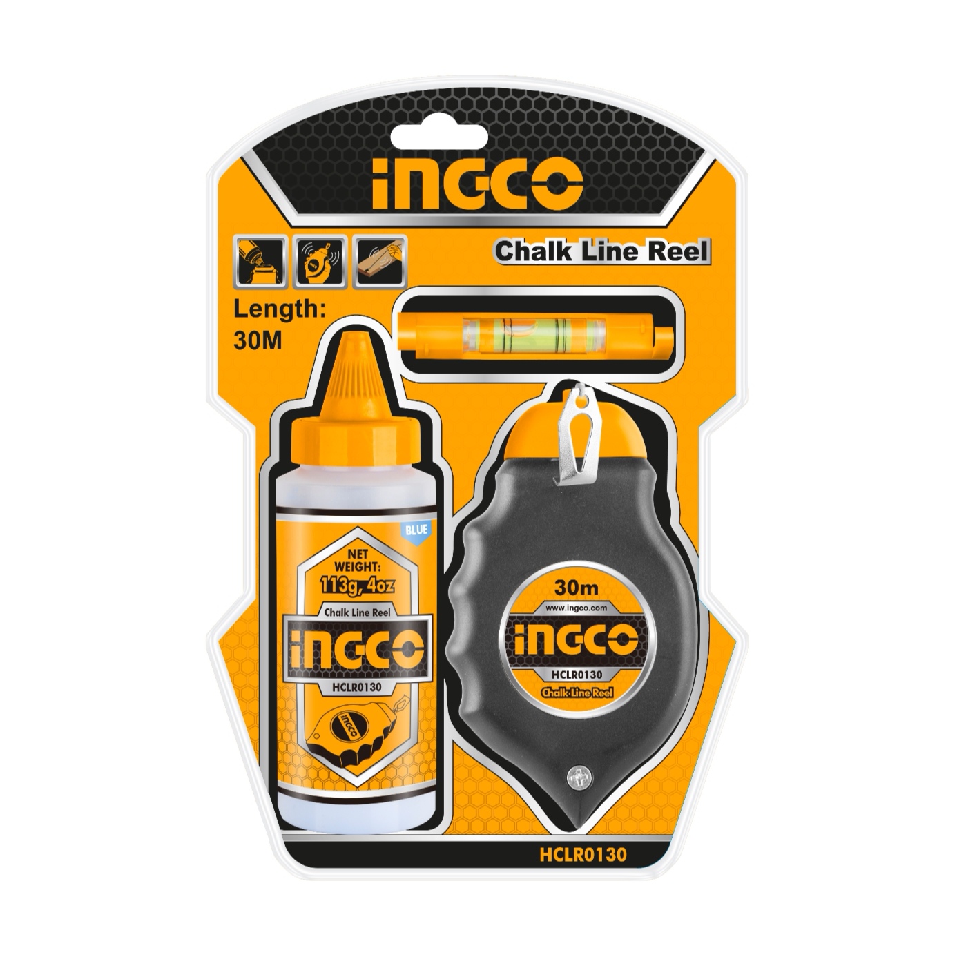 SET TIZADOR 30M CON TIZA 113G Y NIVEL INGCO HCLR0130 - 1