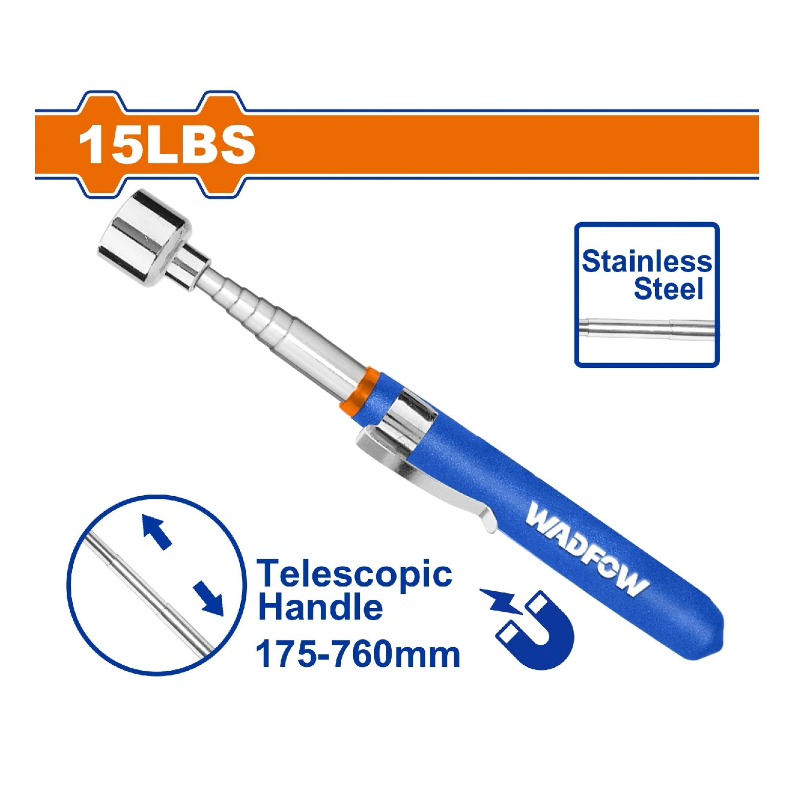 RECOGEDOR TELESCÓPICO MAGNÉTICO WADFOW 15 LBS 175-760 MM - 1