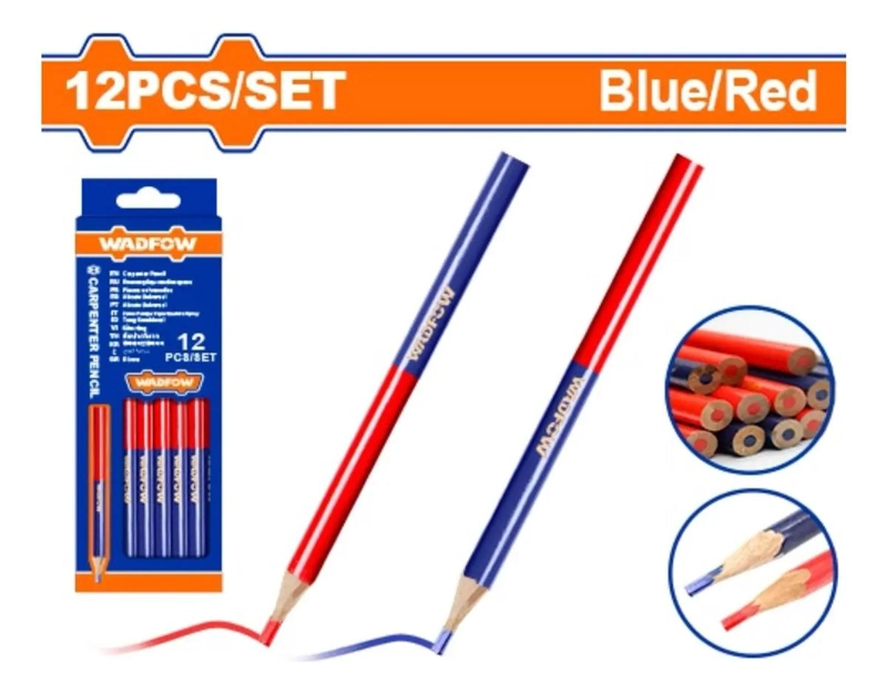 LAPIZ CARPINTERO AZUL Y ROJO X 12 WADFOW WMQ2512 - SMF - 2
