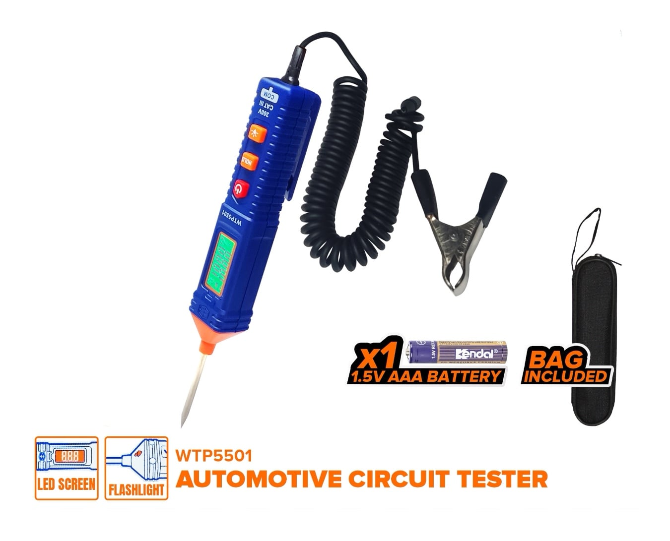 PROBADOR DE CORRIENTE AUTOMOTRIZ WADFOW DC 1-100V WTP5501 - 1
