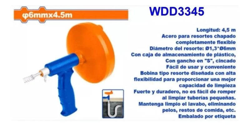 DESTAPADOR WADFOW DRENAJE TIPO PISTOLA 6 MM 4.5M WDD3345 - 3