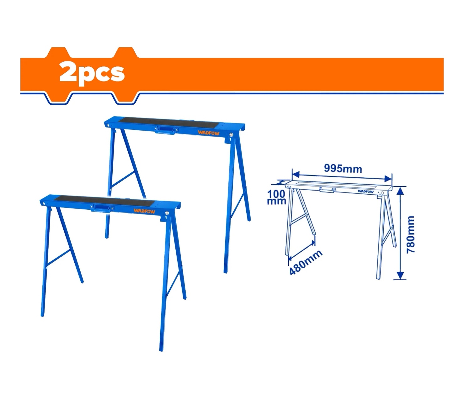 SET 2 CABALLETES WADFOW PLEGABLES 100 KG 99X48X78 CM WDZ1510 - 5
