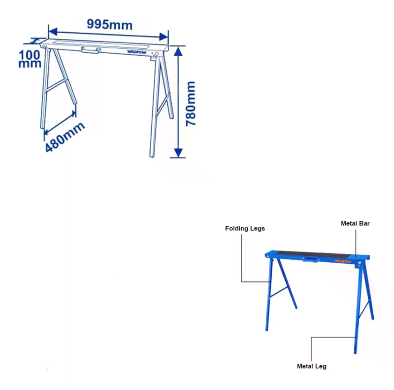 SET 2 CABALLETES WADFOW PLEGABLES 100 KG 99X48X78 CM WDZ1510 - 8