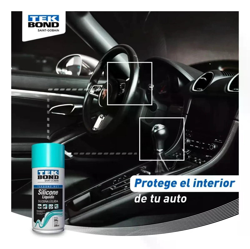 SILICONA LIQUIDA EN SPRAY TEKBOND 300 ML BRILLO PROTECCION TRANSPARENTE - 5