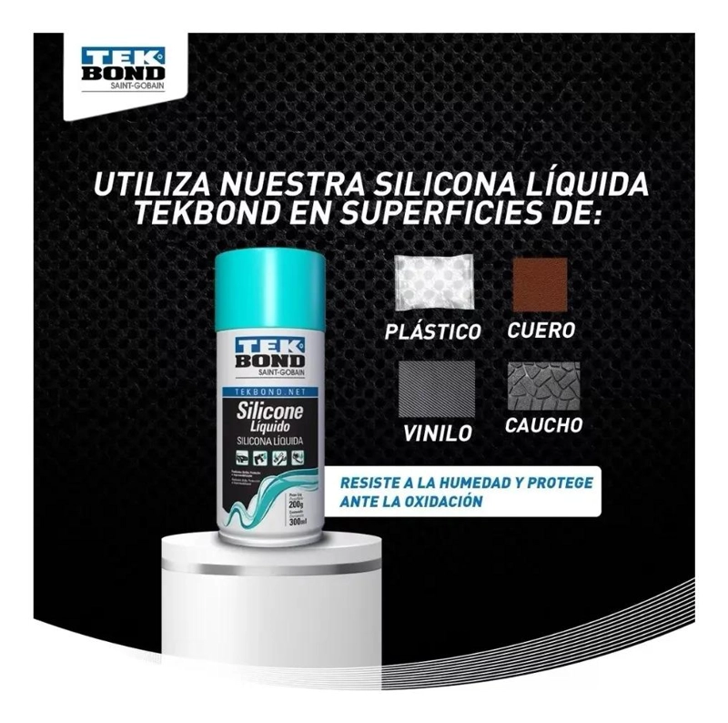 SILICONA LIQUIDA EN SPRAY TEKBOND 300 ML BRILLO PROTECCION TRANSPARENTE - 6
