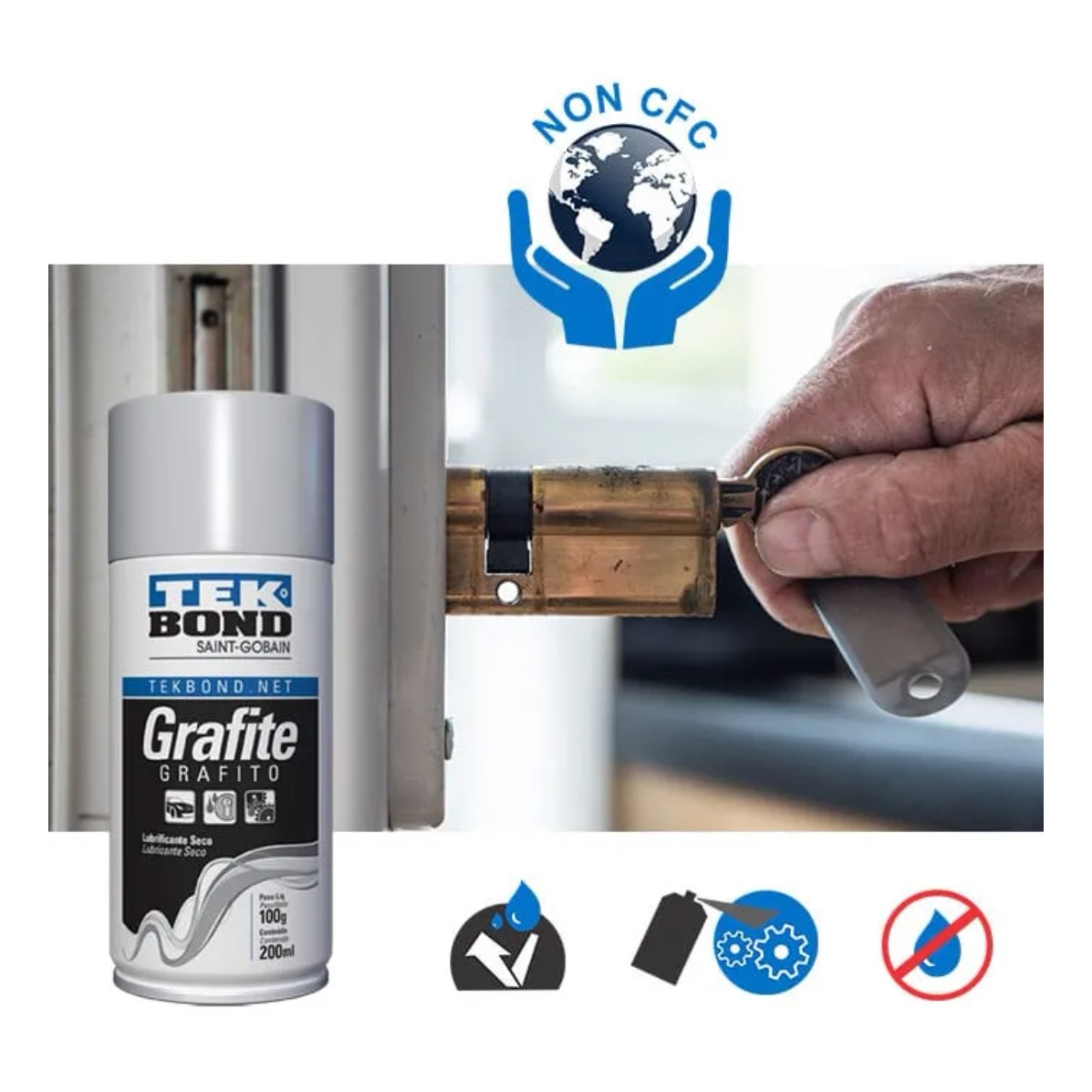 LUBRICANTE DE GRAFITO EN SPRAY 200 ML 100 GR LUBRICANTE SECO - 4