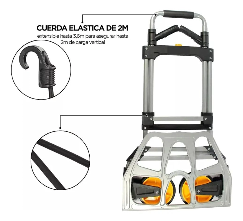 CARRO PLEGABLE SIN MARCA 150 KG 52 X 50 X 115 CM TIPO YEGUA ASA ACERO - 2