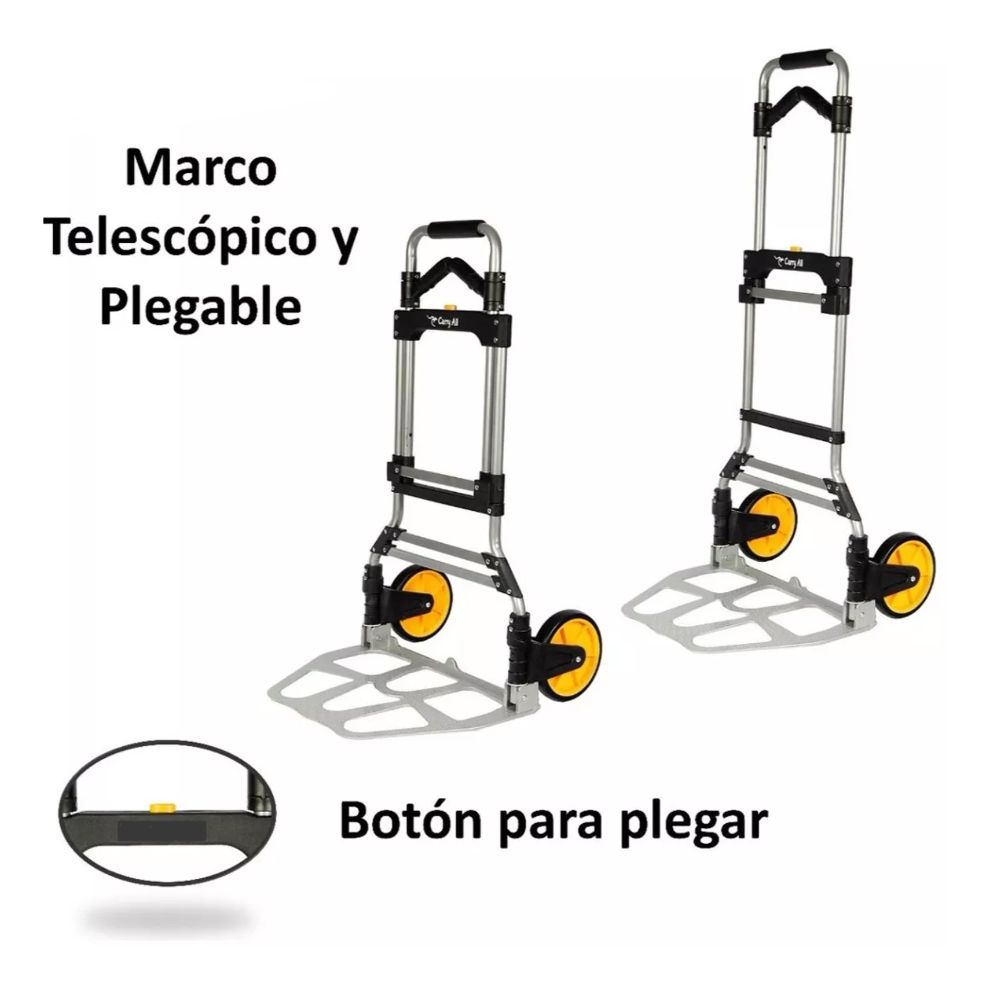CARRO PLEGABLE SIN MARCA 150 KG 52 X 50 X 115 CM TIPO YEGUA ASA ACERO - 2