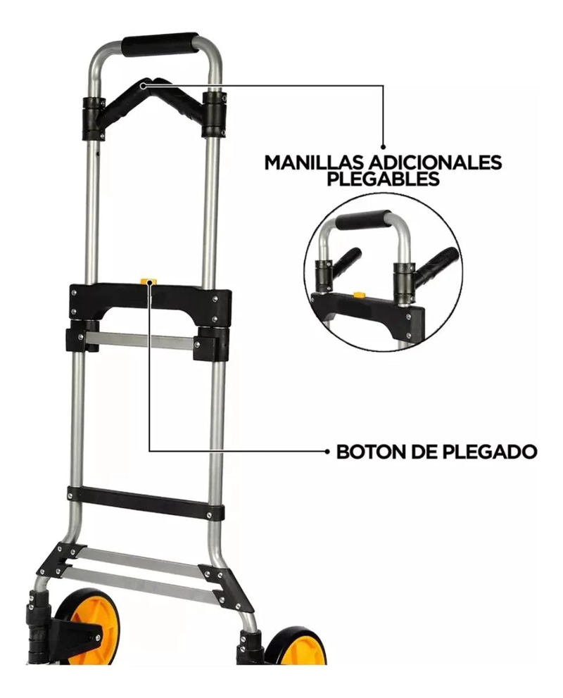 CARRO PLEGABLE SIN MARCA 150 KG 52 X 50 X 115 CM TIPO YEGUA ASA ACERO - 3