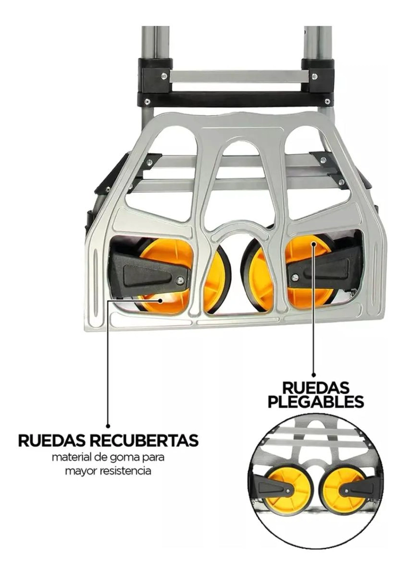 CARRO PLEGABLE SIN MARCA 150 KG 52 X 50 X 115 CM TIPO YEGUA ASA ACERO - 4