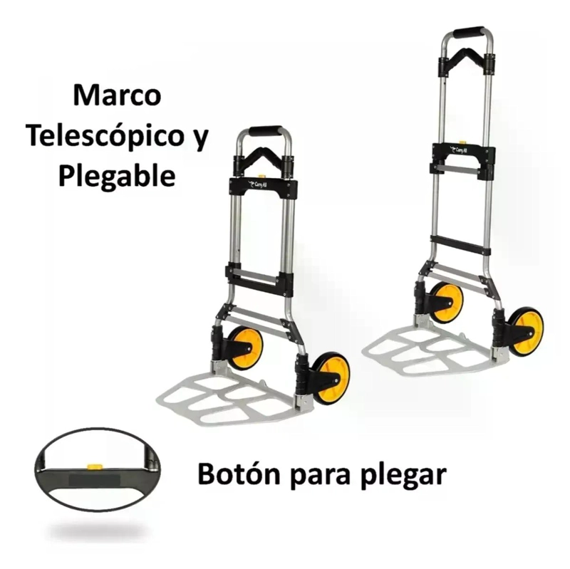 CARRO PLEGABLE SIN MARCA 150 KG 52 X 50 X 115 CM TIPO YEGUA ASA ACERO - 7