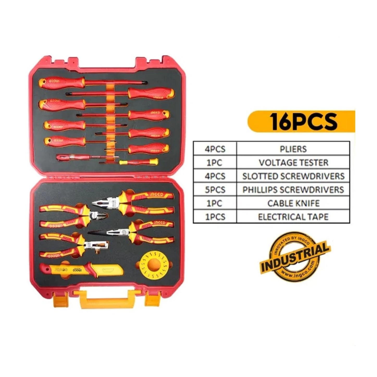 SET HERRAMIENTAS AISLADOS VDE INGCO INDUSTRI 16 PZ HKITH1601 - 2