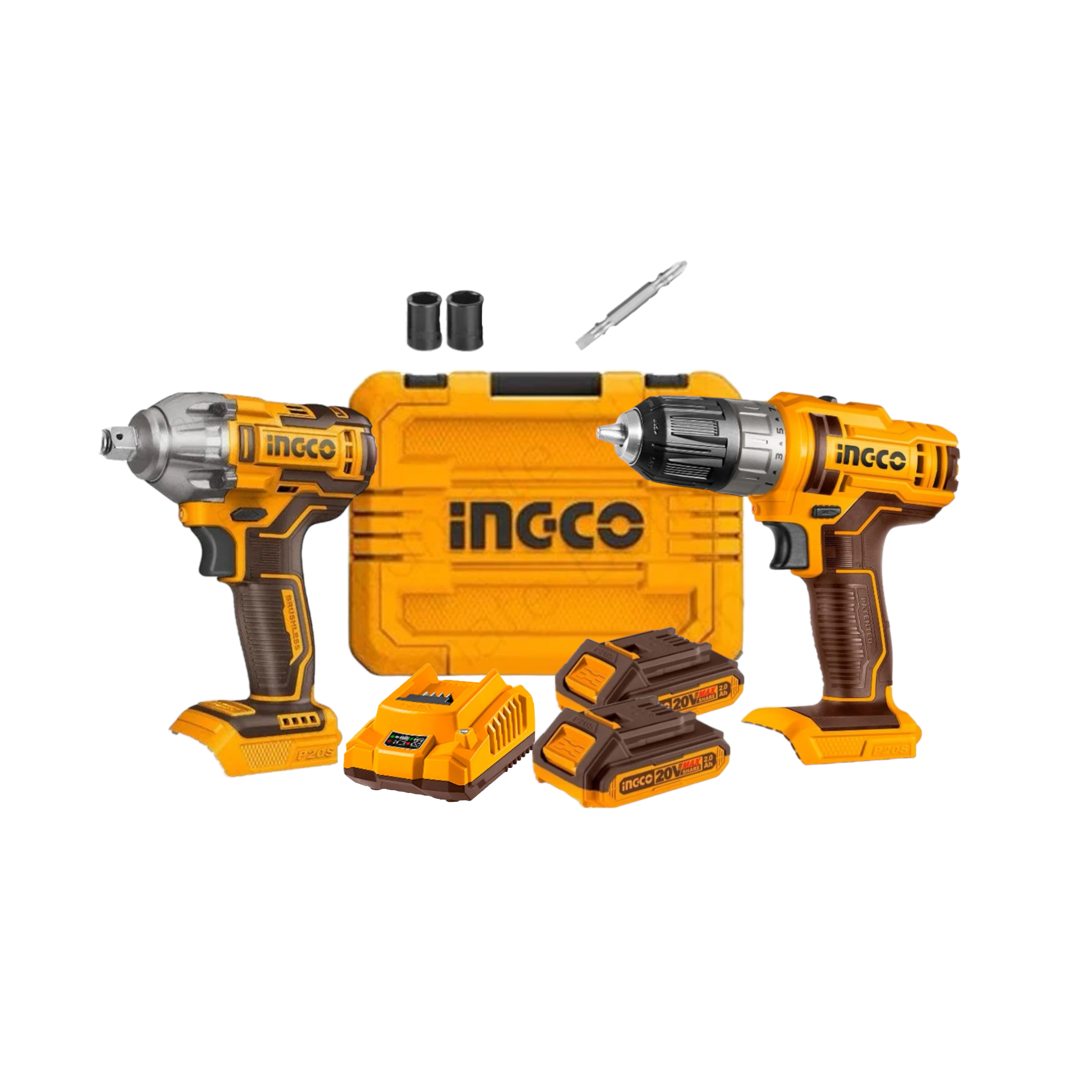 KIT INGCO PACK INAL 20 V TALADRO + LLAVE IMPAC BL COSLI230702 - 1