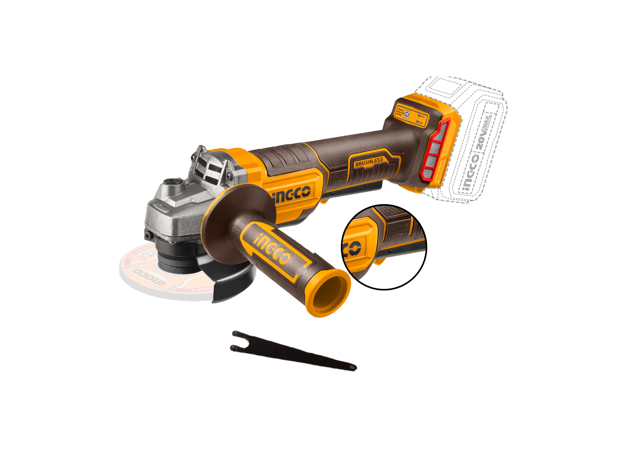 ESMERIL INALÁMBRICO INGCO 4 1/2 20V BRUSHLESS CAGLI211156 - 1