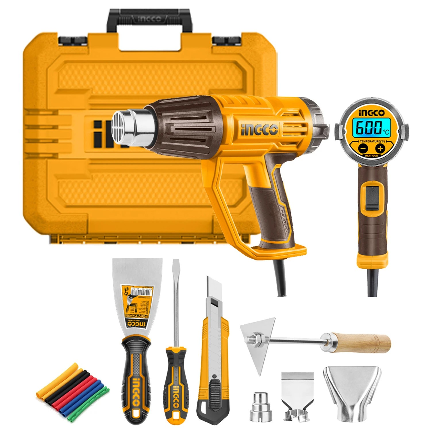 PISTOLA DE CALOR DIGITAL INGCO 2000W 50/600 C +ACC HG2000581 - 1