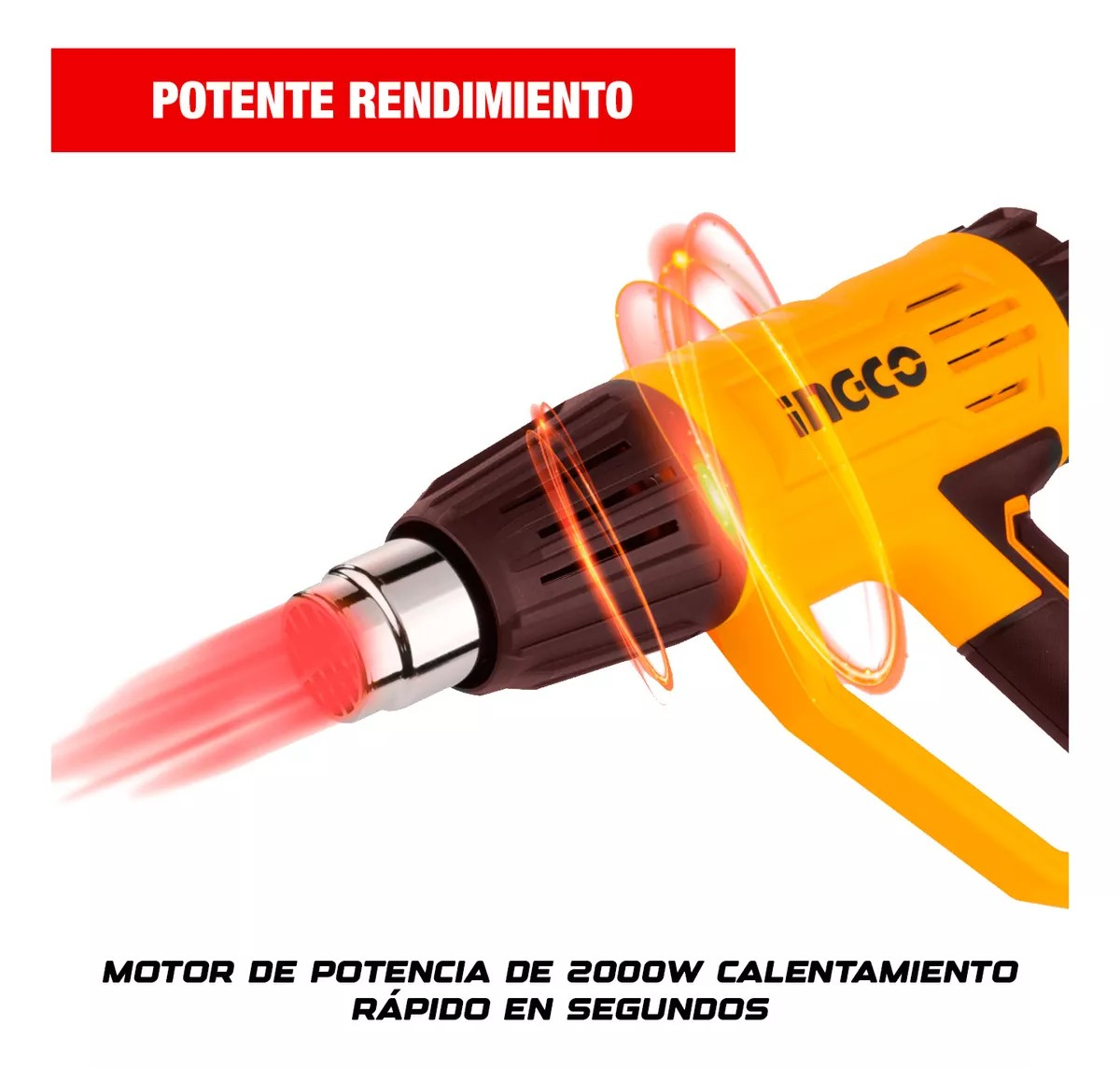 PISTOLA DE CALOR DIGITAL INGCO 2000W 50/600 C +ACC HG2000581 - 6