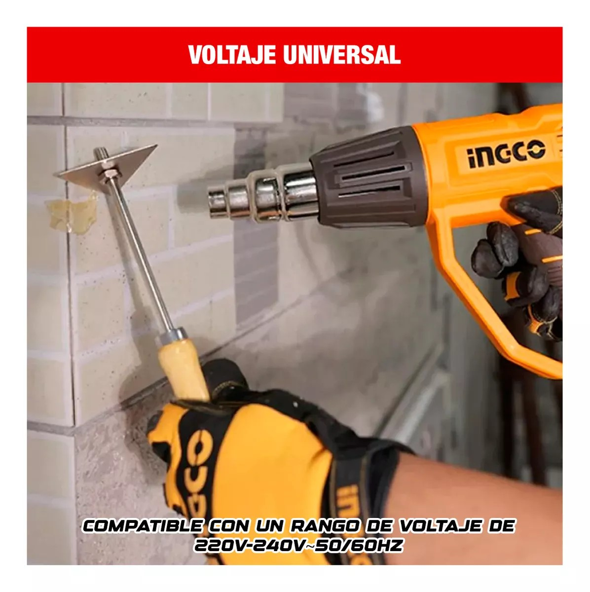 PISTOLA DE CALOR DIGITAL INGCO 2000W 50/600 C +ACC HG2000581 - 8