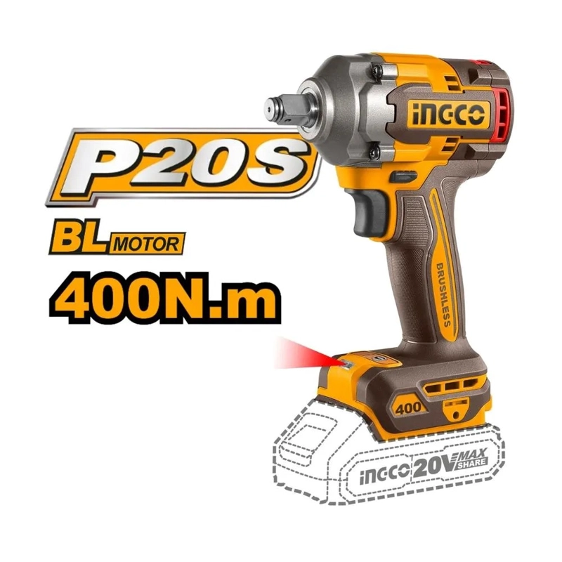 PISTOLA LLAVE IMPACTO INGCO COSLI23048 400 NM + 2 BAT + 10 DADOS + LINTERNA - 3