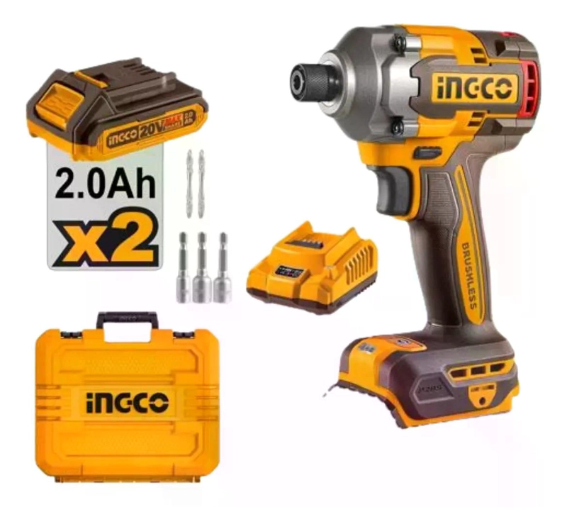 ATORNILLADOR DE IMPACTO INDUSTRIAL BL 285 NM INGCO CIRLI2028 COLOR NARANJA 20V - 2