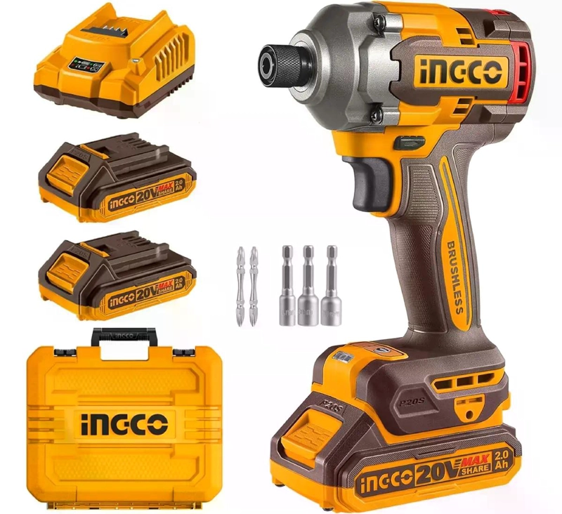 ATORNILLADOR DE IMPACTO INDUSTRIAL BL 285 NM INGCO CIRLI2028 COLOR NARANJA 20V - 9