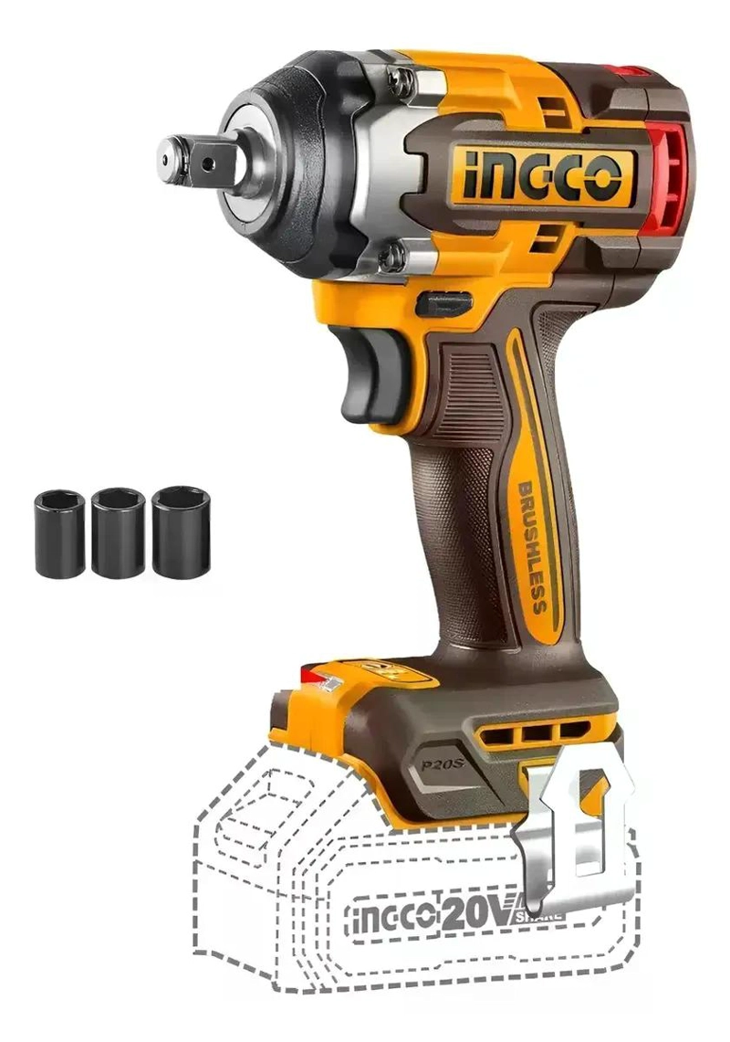 LLAVE PISTOLA IMPACTO INGCO BL 1/2 20V 500NM CIWLI20501 S/BA NARANJA OSCURO 20V - 2