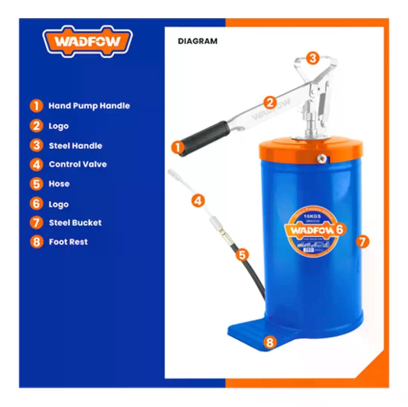 LUBRICADOR DE GRASA MANUAL 16 KG WADFOW ENGRASADORA MANIVELA - 2