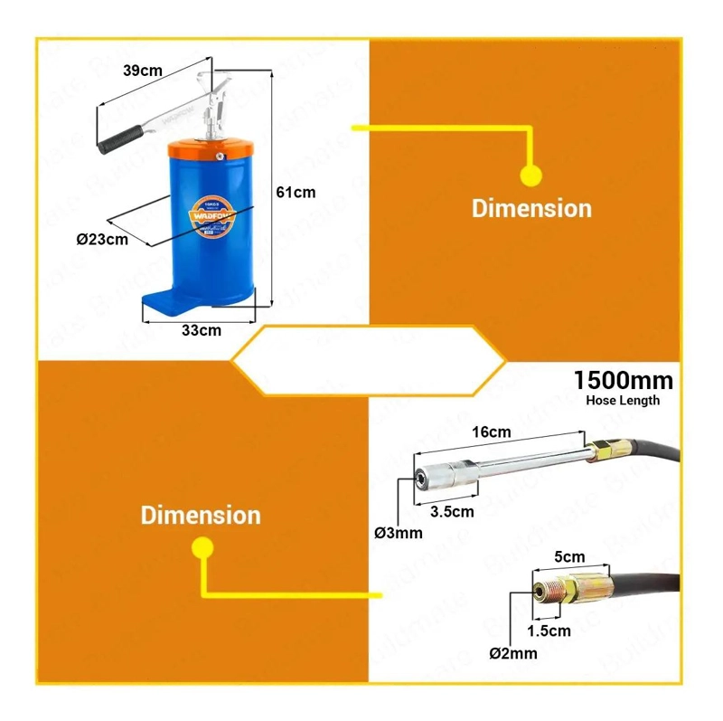 LUBRICADOR DE GRASA MANUAL 16 KG WADFOW ENGRASADORA MANIVELA - 6