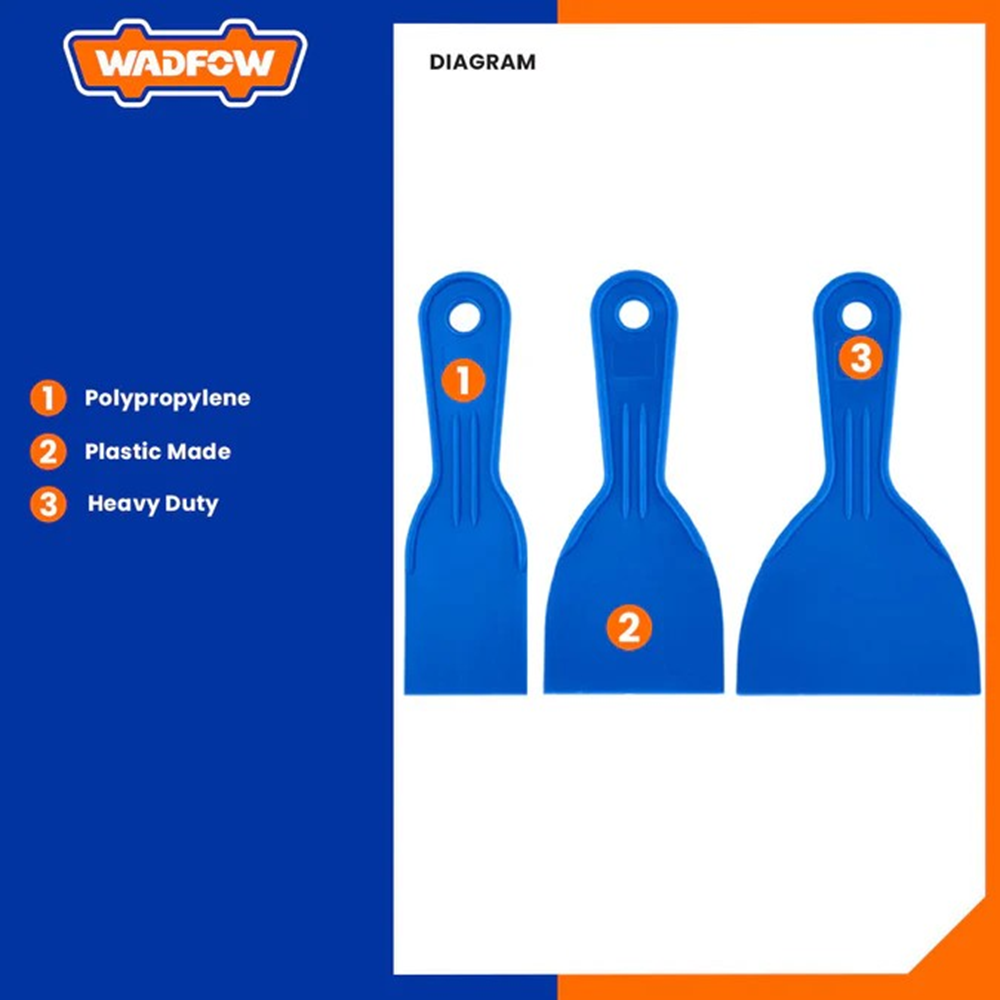 SET DE ESPATULAS PLASTICAS 3 PIEZAS 50, 75, 100 MM WADFOW - 5